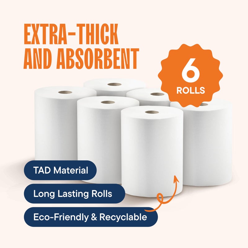 Stack Man Industrial Paper Towels 10 x 800 White Roll Towels High Capacity Premium Quality (TAD Fabric Cloth Like Texture) Fits Touchless Automatic Commercial Towel Dispenser (Packed 6 Rolls) - Image 4